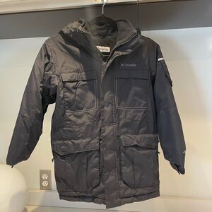 Boys Columbia black ski insulated Omni shield winter jacket removable hood 10/12